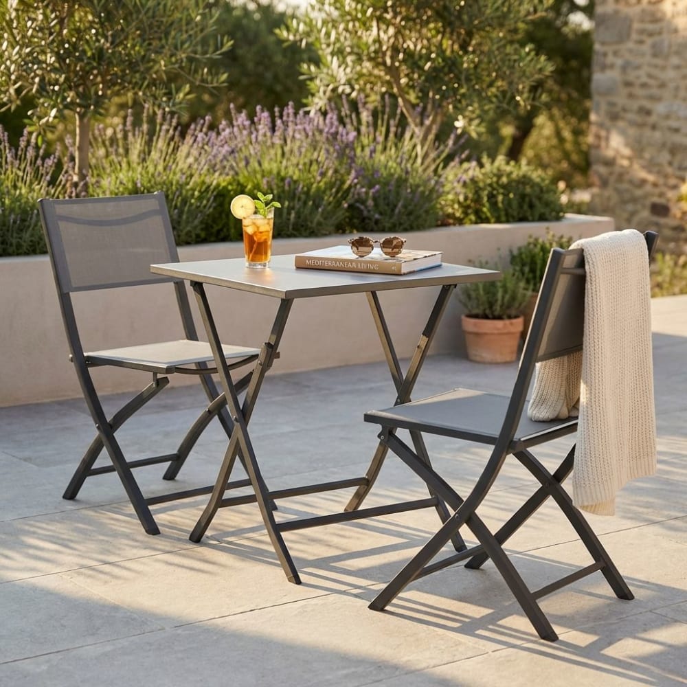 Sedia in alluminio/textilene antracite 58x46x85 - Milani Home