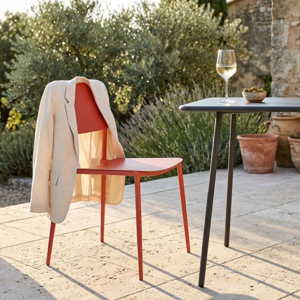Poltrona in acciaio rosso corallo 42x53x80 - Milani Home