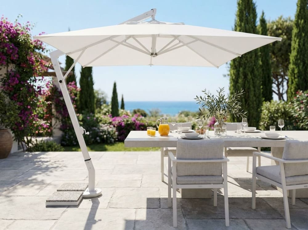 Ombrellone in alluminio/poliestere bianco 300x300x0 - Milani Home