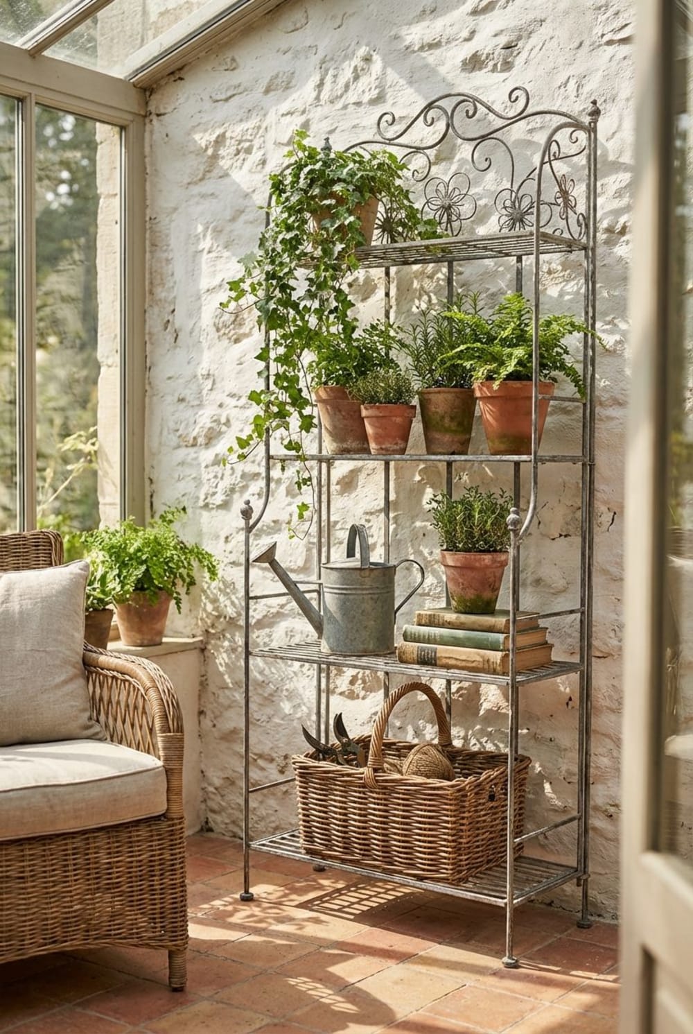 Scaffale 4 piani ad angolo in acciaio bianco ossidato 60x31x158 -
