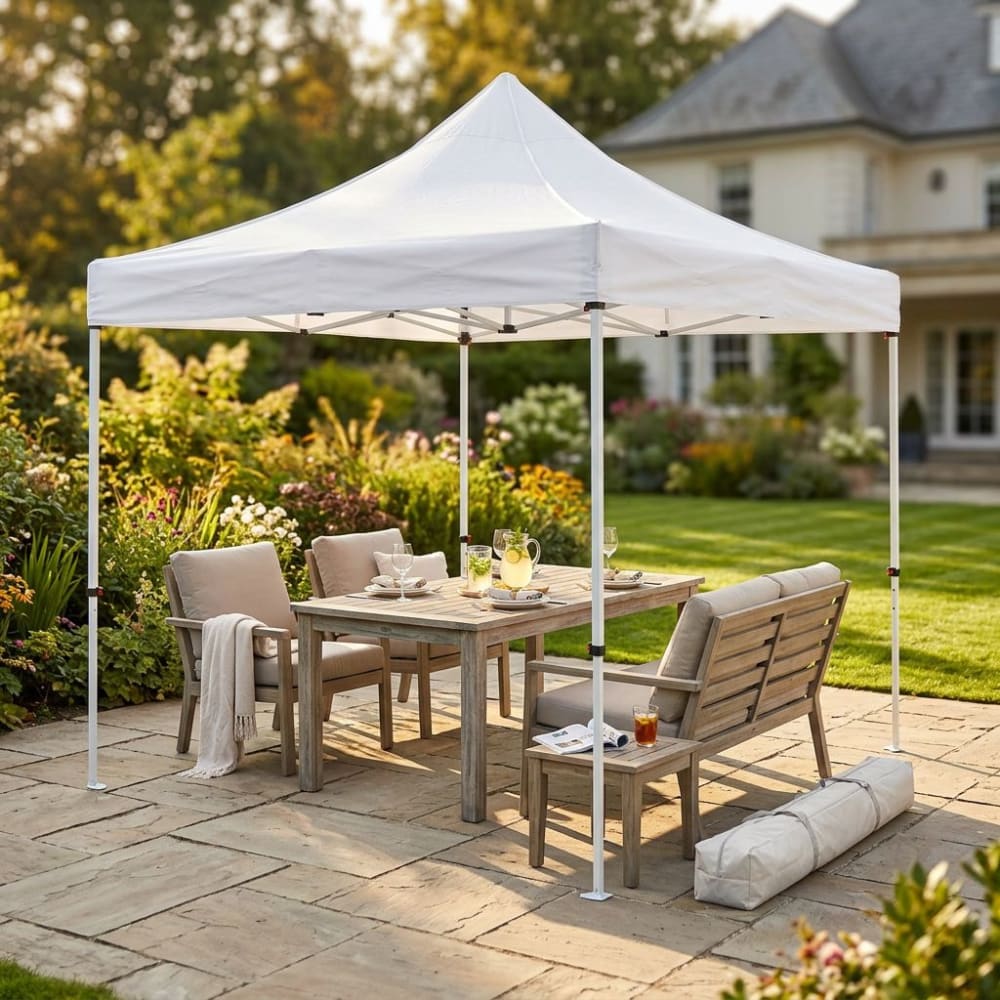 Gazebo pieghevole 3x4,5 in alluminio/pvc bianco 300x450x335 -