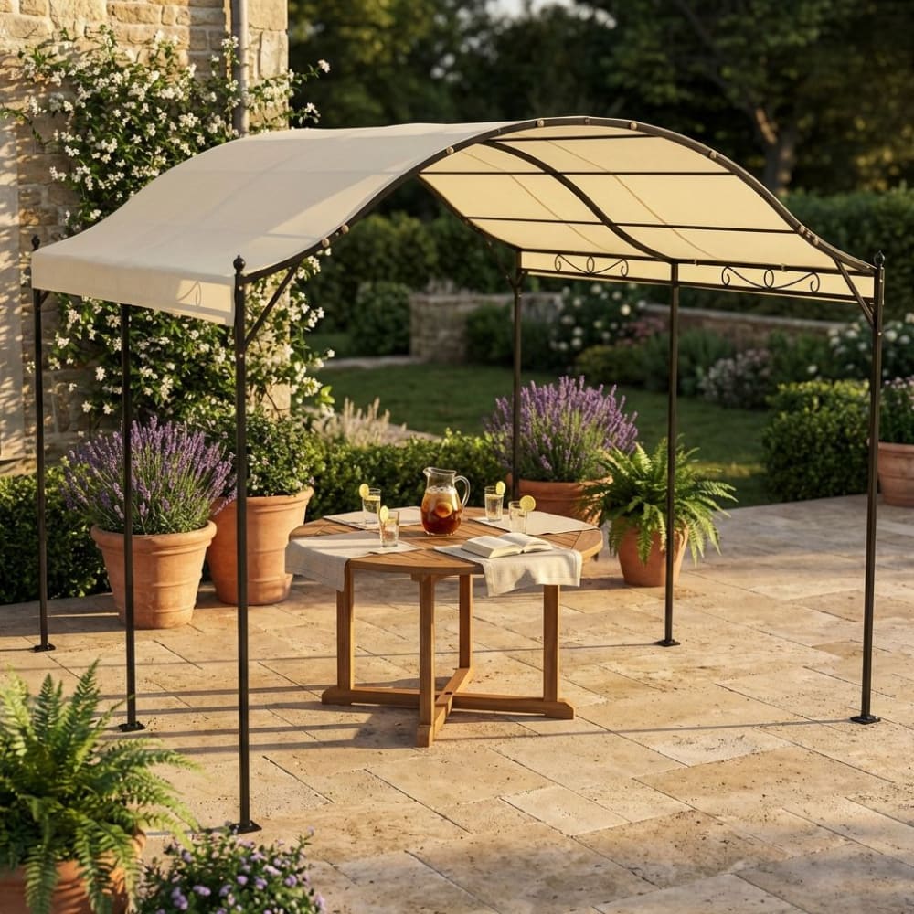 Gazebo 3x4 in acciaio/poliestere antracite/ecrù 300x400x250 -