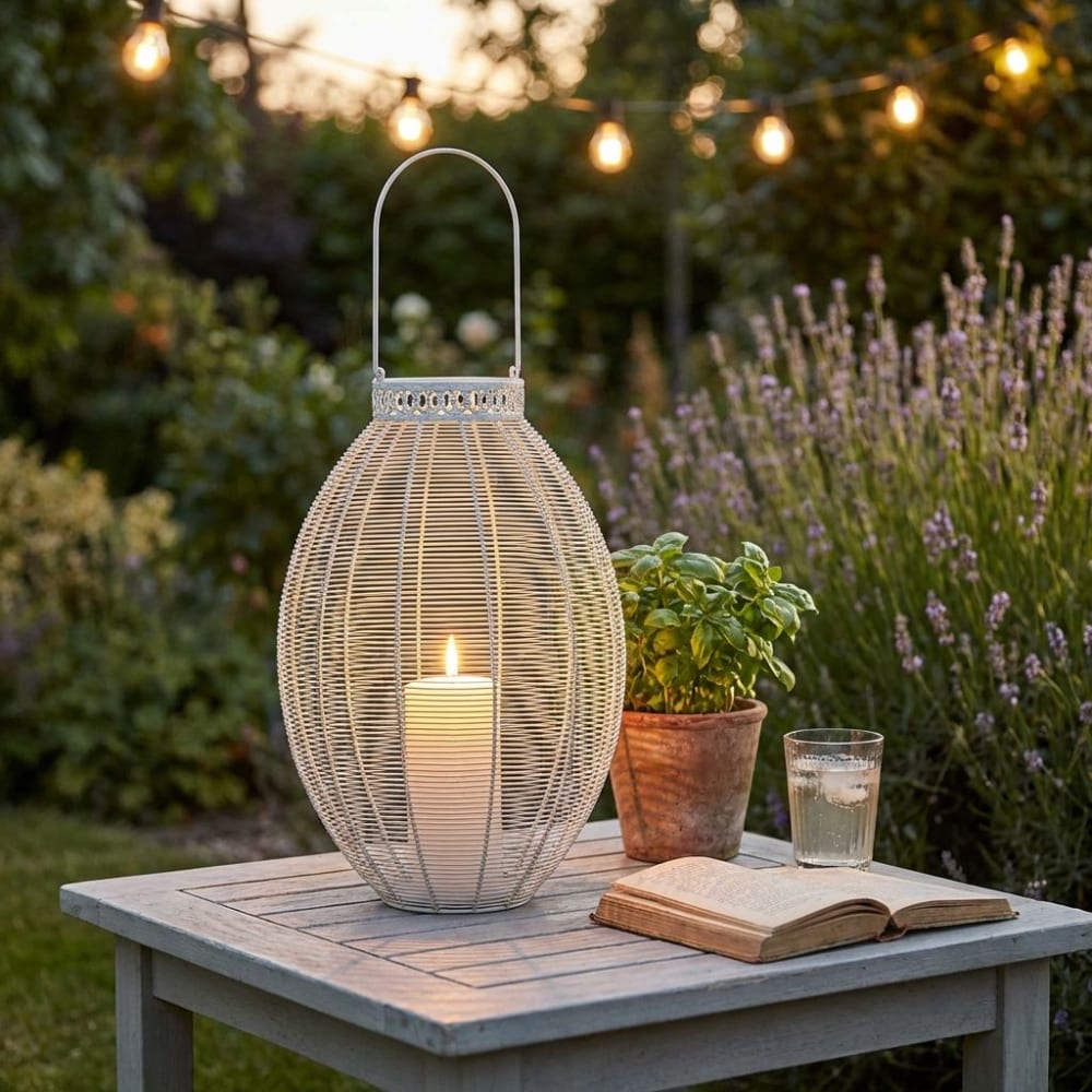 Portacandela in acciaio bianco 19x37.5x56 - Milani Home