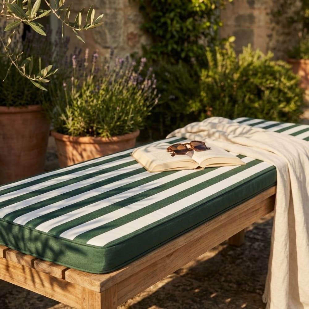Cuscino in poliestere verde/bianco 150x45x4 - Milani Home