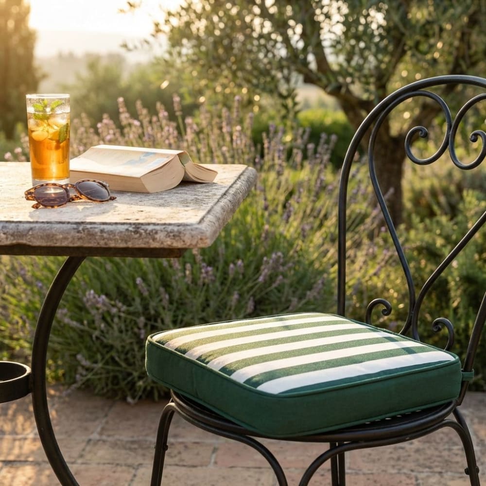Cuscino in poliestere verde/bianco 40x40x4 - Milani Home