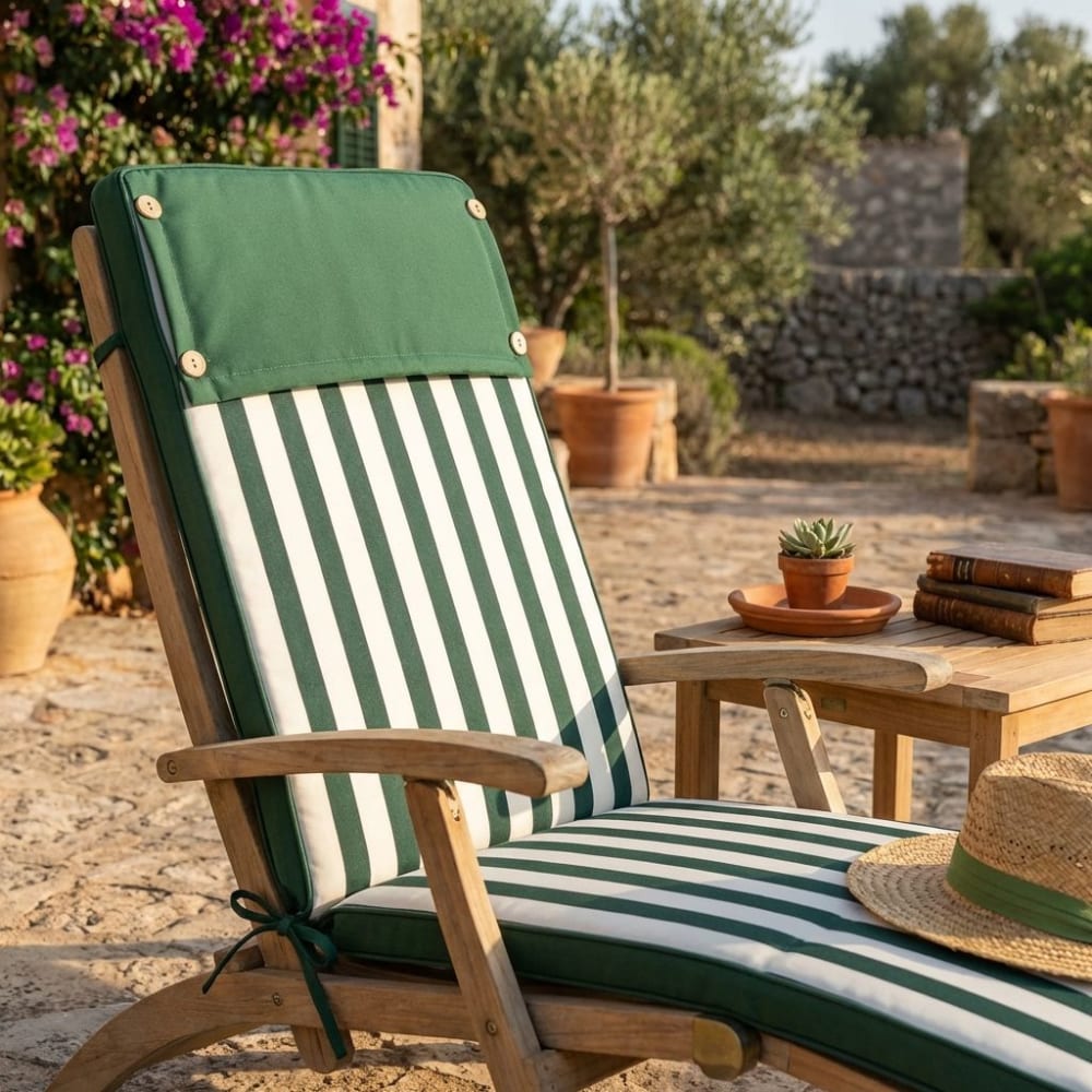 Cuscino in poliestere verde/bianco 115x46x4 - Milani Home