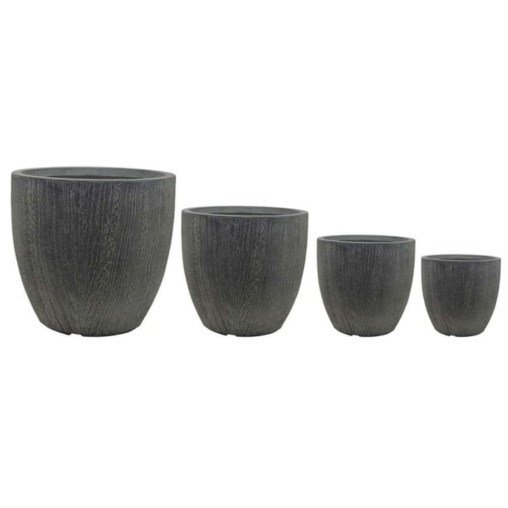 Set di 4 vasi in fibra di argilla grigio 44x44x43 - Grigio - Terracotta