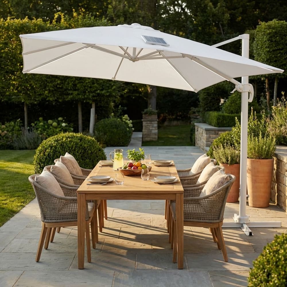 Ombrellone in alluminio/poliestere bianco 315x394x268 - Milani