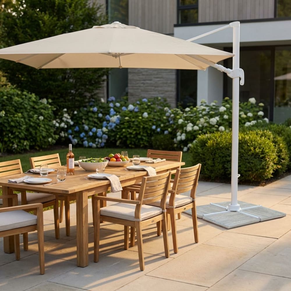 Ombrellone in alluminio/poliestere tortora/bianco 328x393x274 -