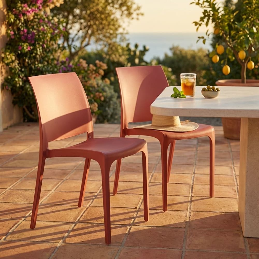 Sedia da giardino in polipropilene rosso 46x54x80 - Milani Home