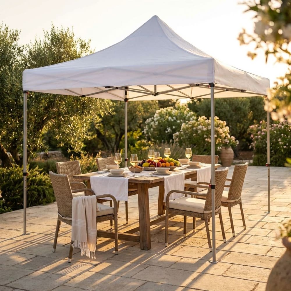 Gazebo in alluminio/poliestere bianco 300x300x335 - Milani Home