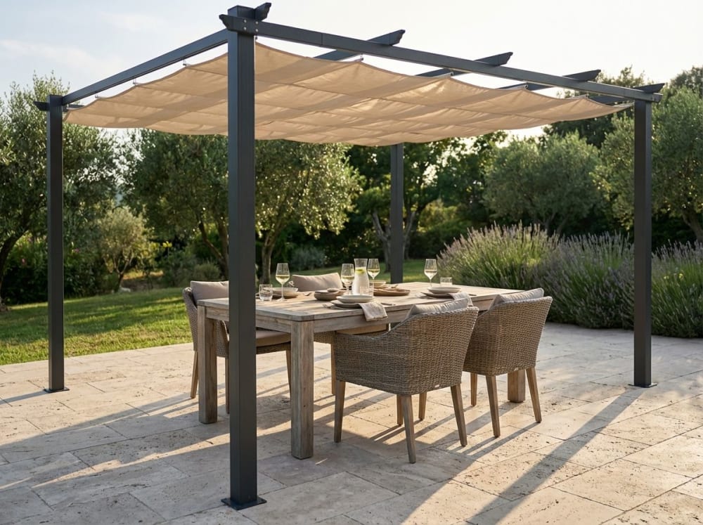 Gazebo in alluminio/alluminio antracite/ecrù 400x300x220 - Milani