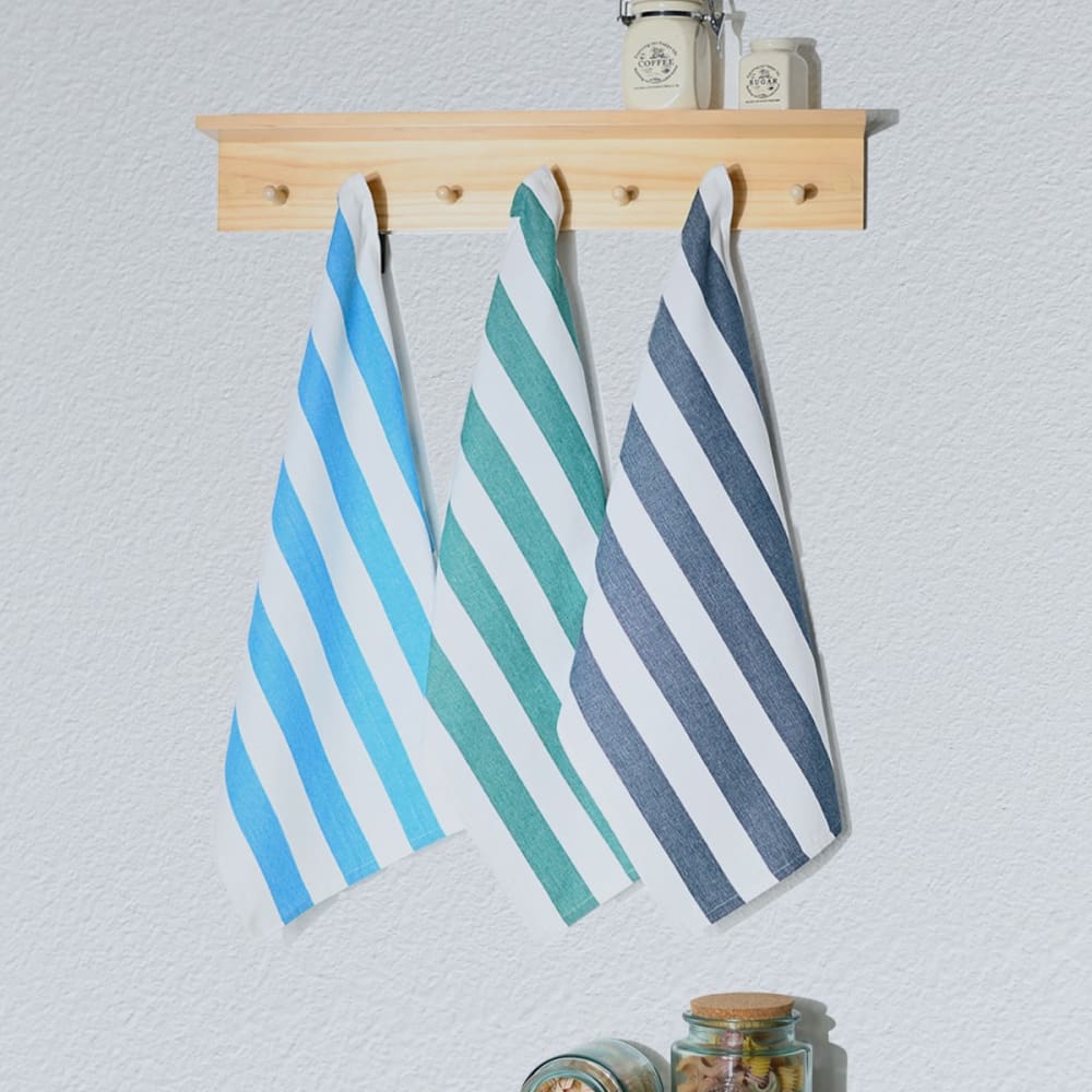 3 torchons assortis coton  aqua/petrol/lavande 45x70 cm
