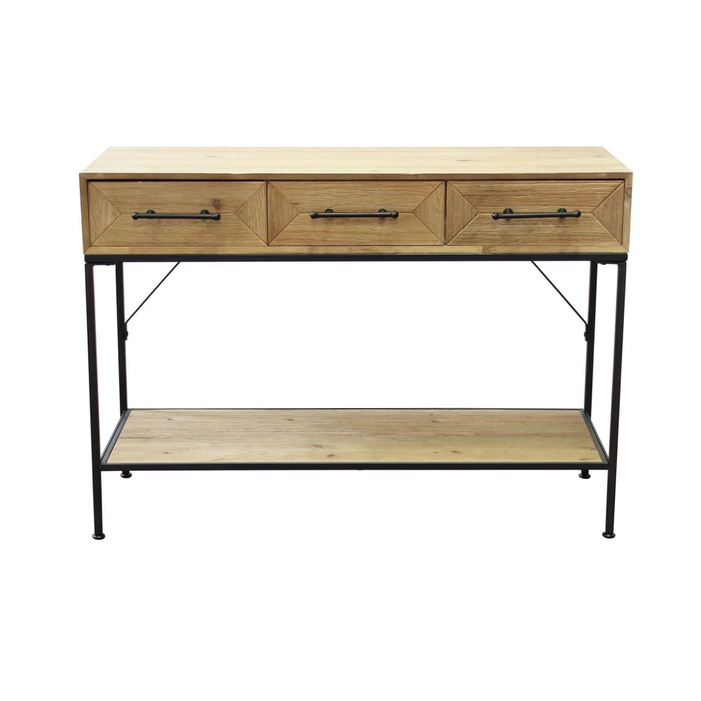 Consolle per ingresso in legno marrone 106 x 76 cm - Marrone - Acciaio