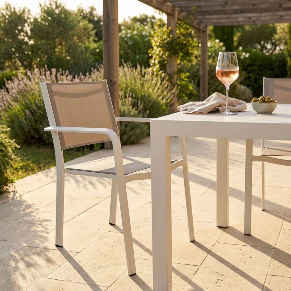 Poltrona in alluminio/textilene tortora 56x61x84.5 - Milani Home