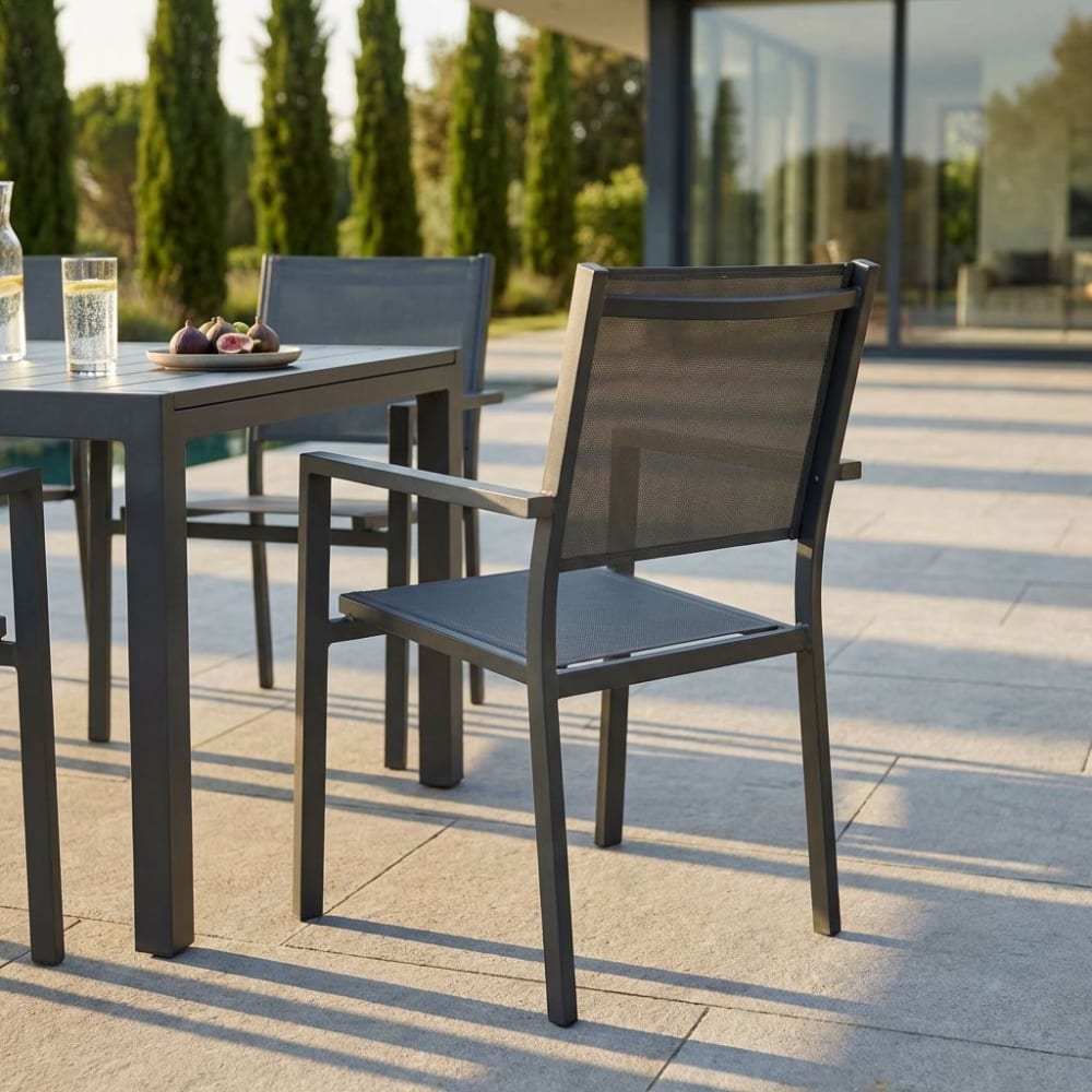 Poltrona in alluminio/textilene taupe 55x58x85 - Milani Home