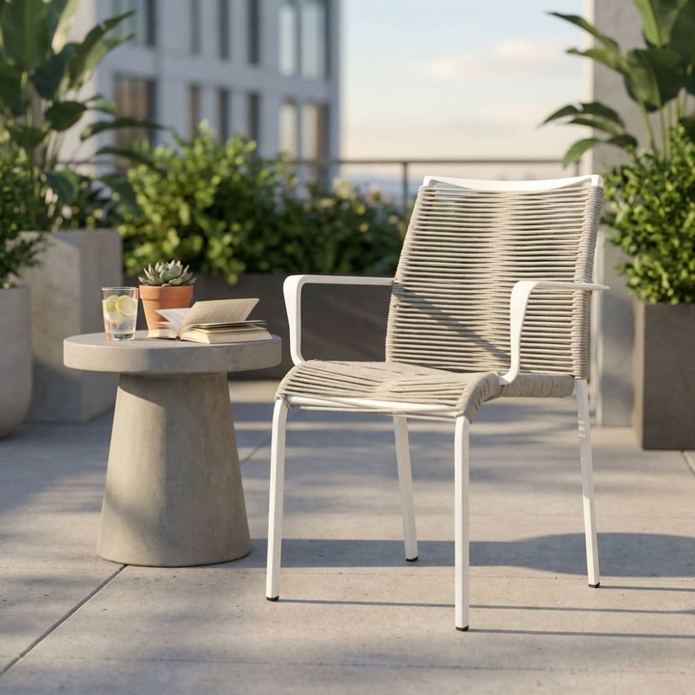 Poltrona in alluminio/corda bianco/grigio 55x60x87 - Milani Home