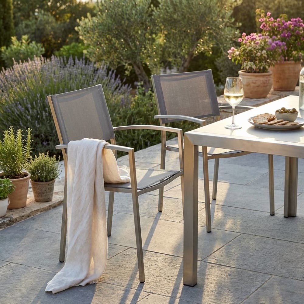 Poltrona in acciaio/textilene grigio 56x54x83 - Milani Home