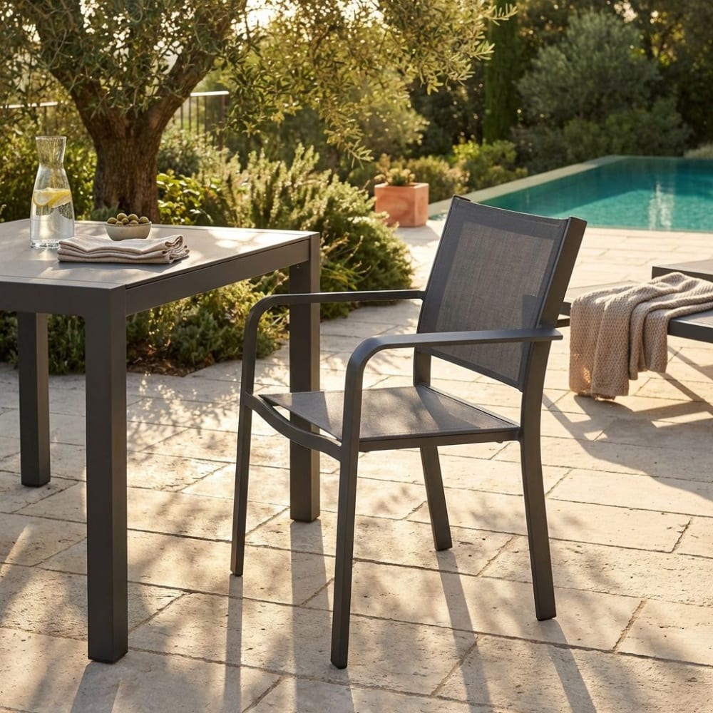 Poltrona in alluminio/textilene taupe 56x61x84.5 - Milani Home