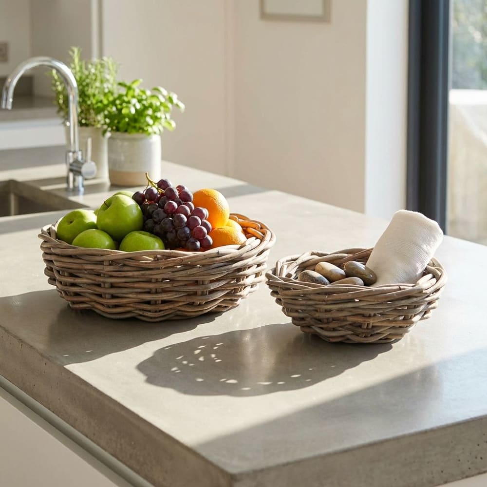 Set di 2 cesti in rattan grigi - Milani Home