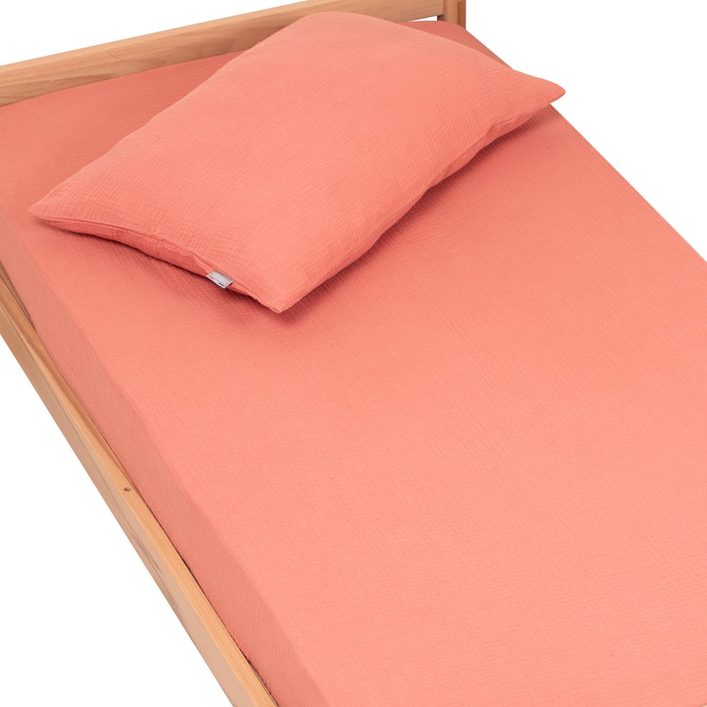 Drap housse gaze de coton terracotta 70x140 cm Drap housse gaze de coton terracotta 70x140 cm