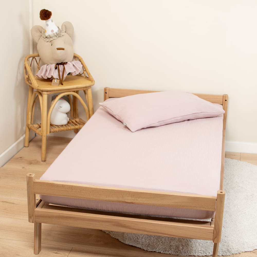 Drap housse gaze de coton vieux rose 90x190 cm - Maisons du Monde