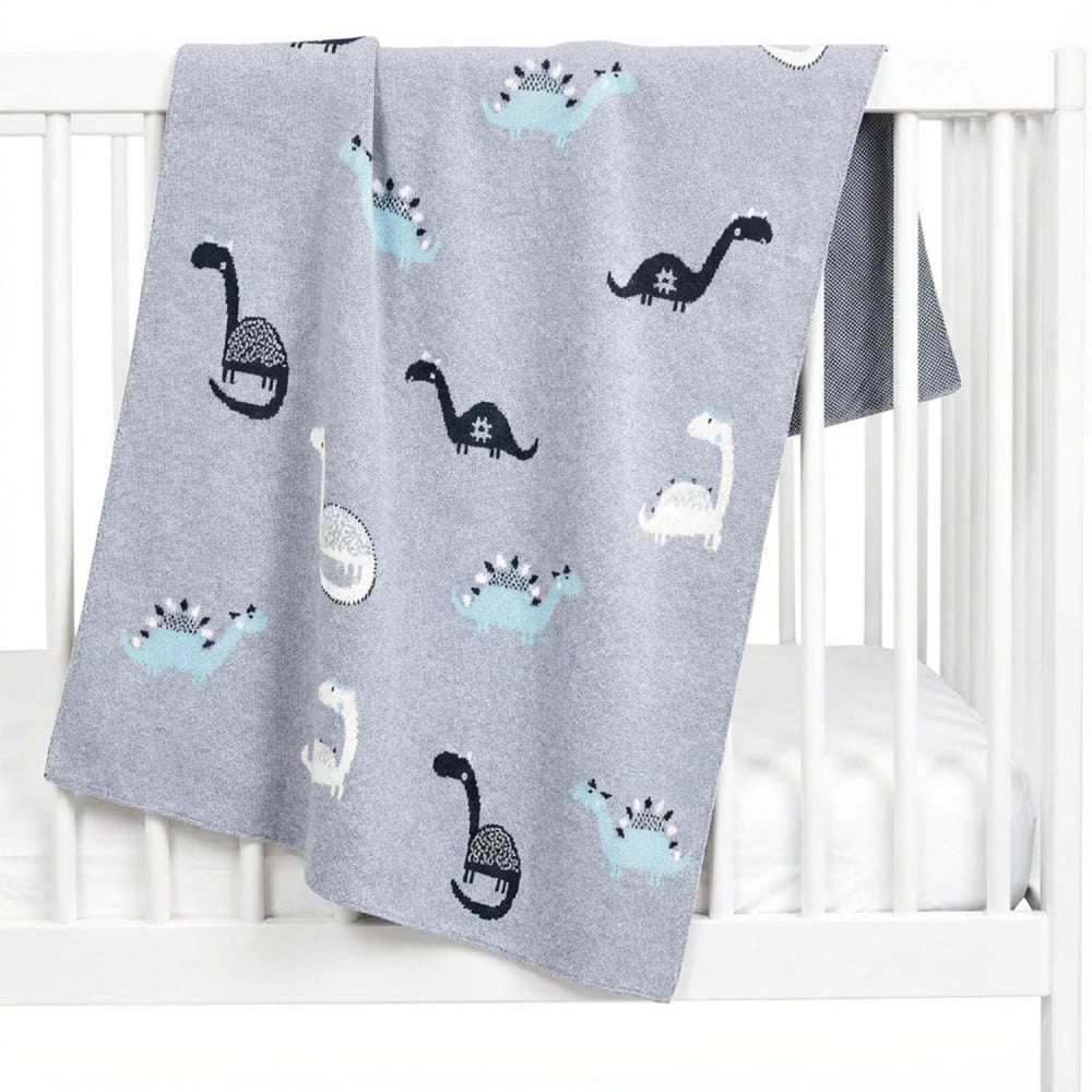 Sevira Kids Bio-baumwolldecke für babys dinosaurier grau Öko-Tex Zertifikat Baumwolle Baby