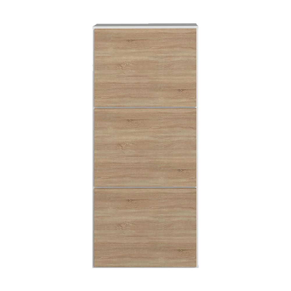 Meuble à chaussures effet bois blanc et taupe