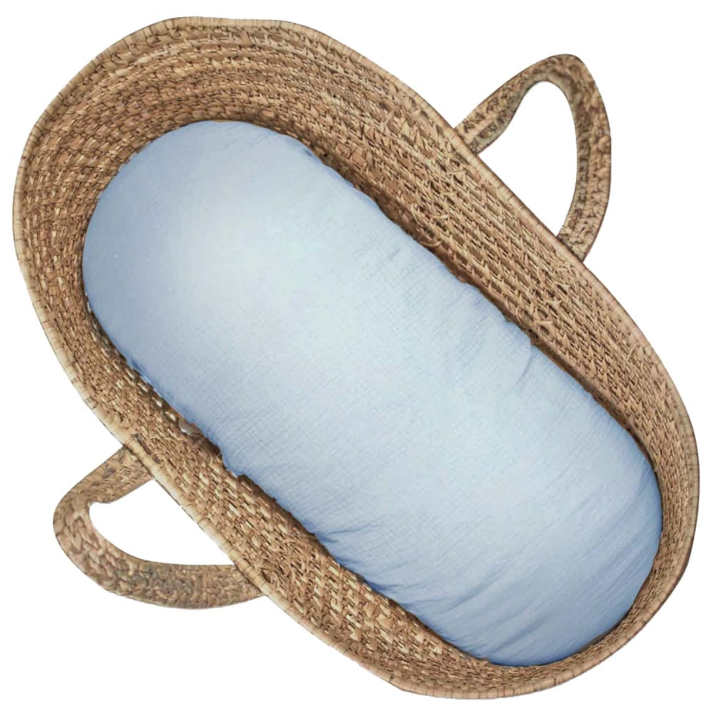 Sevira Kids Spannbettlaken babykorb baumwollgaze style classic chic BLAU BAUMWOLLE Baby