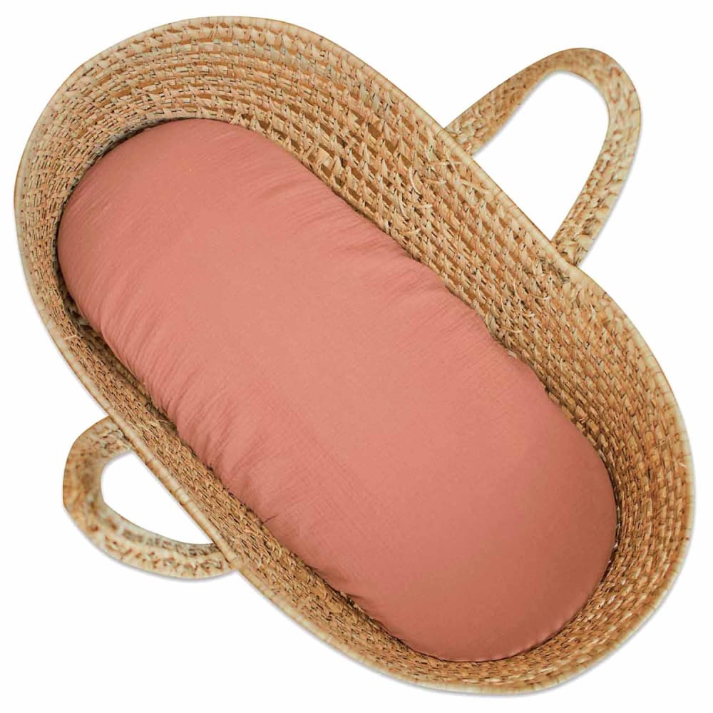 Drap housse couffin bébé gaze de coton terracotta 70x30 cm Drap housse couffin bébé gaze de coton terracotta 70x30 cm