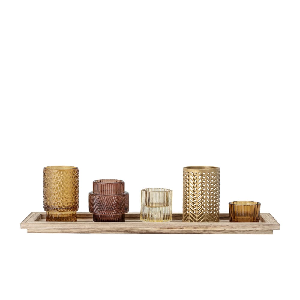 Plateau avec 5 éléments en verre