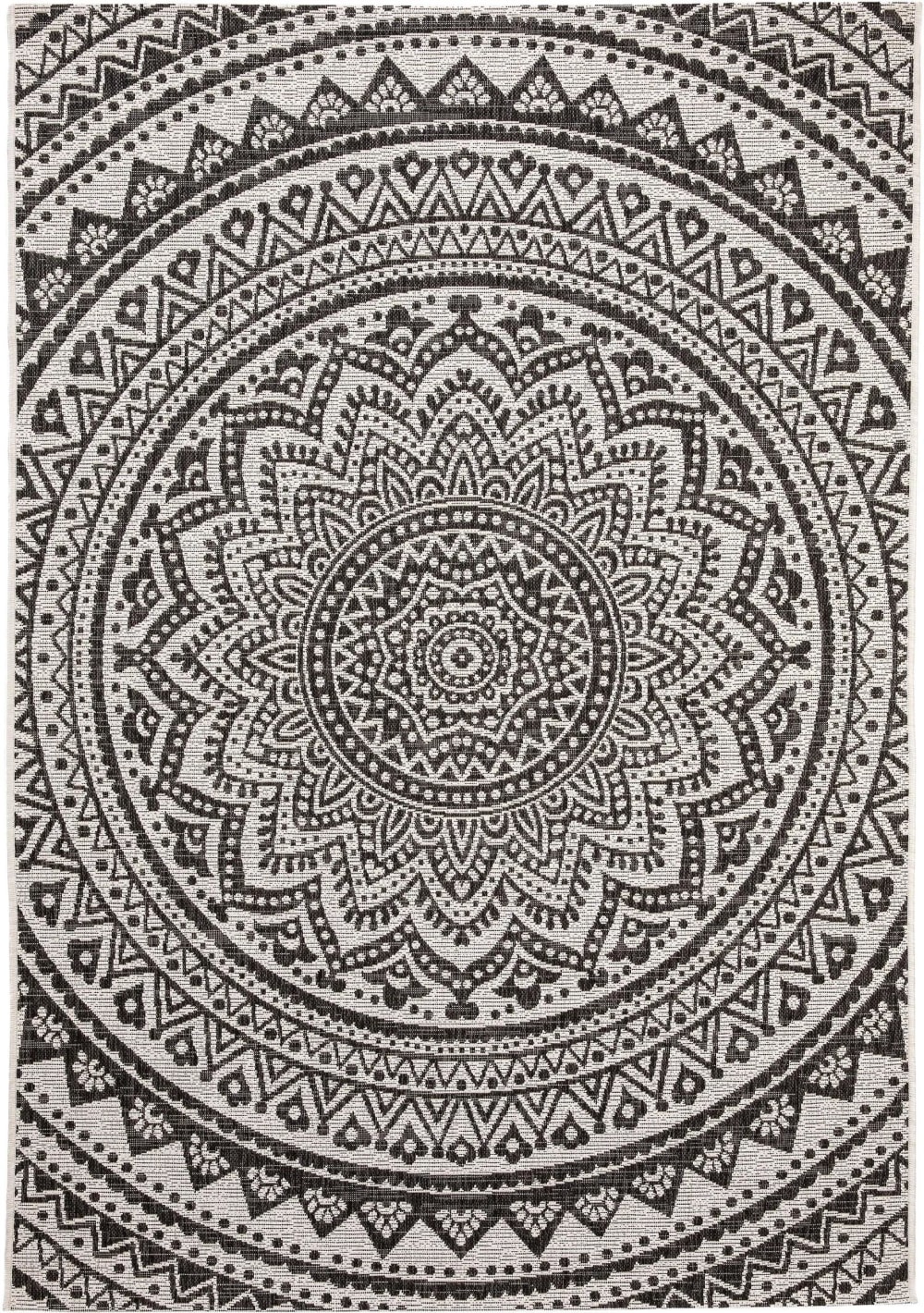 Alfombra de exterior & interior blanco y negro 120x170
