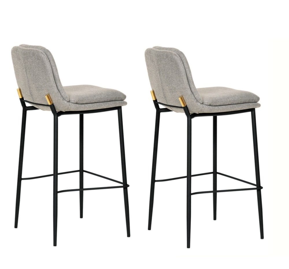 Mathi Design 2 Barhocker aus hellem Stoff style modern Grau Stoff