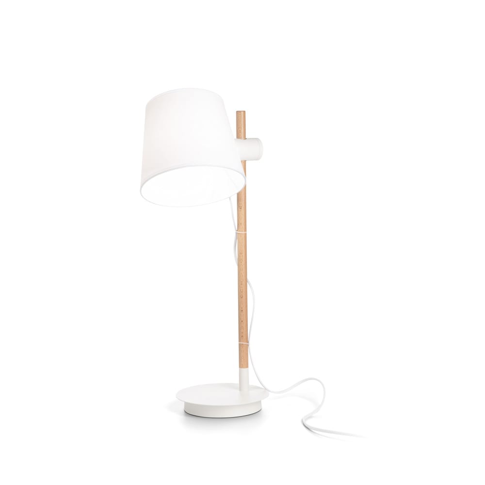 Lampade Da Scrivania Industrial-Minimal Axel Legno Bianco 1 Luce E27 - Modello Industriale - Metallo