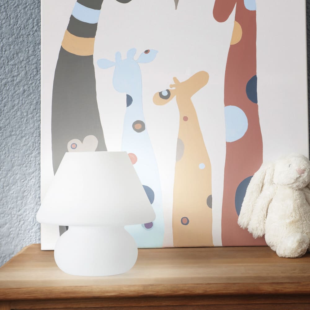 Lampada Da Scrivania-Ufficio Moderna Prato Vetro Bianco 1 Luce