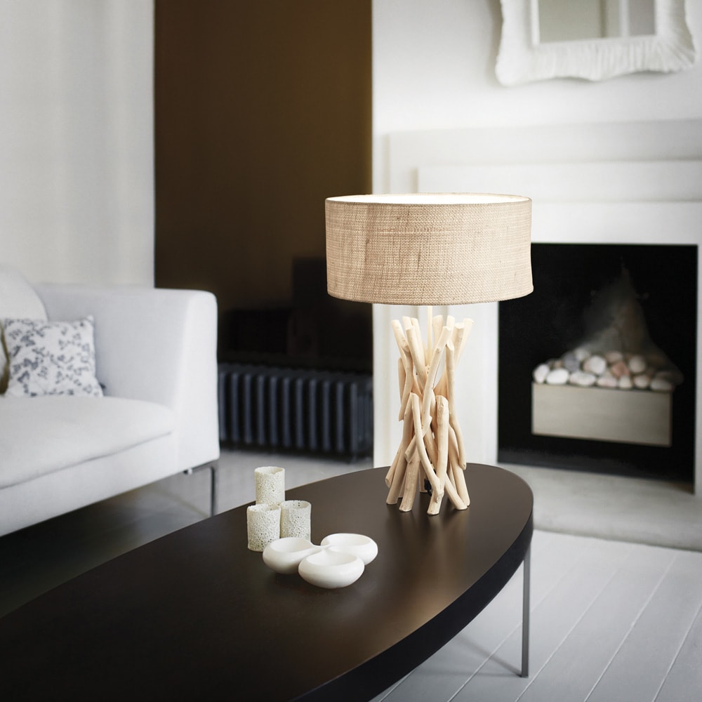 Lampada Scrivania Driftwood Metallo-Legno Marrone 1 Luce E27 -