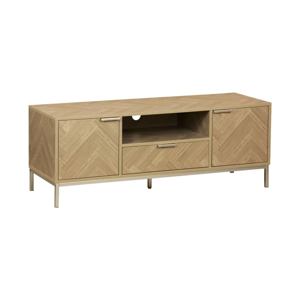 Meuble tv 2 portes décor bois motifs chevrons - Maisons du Monde