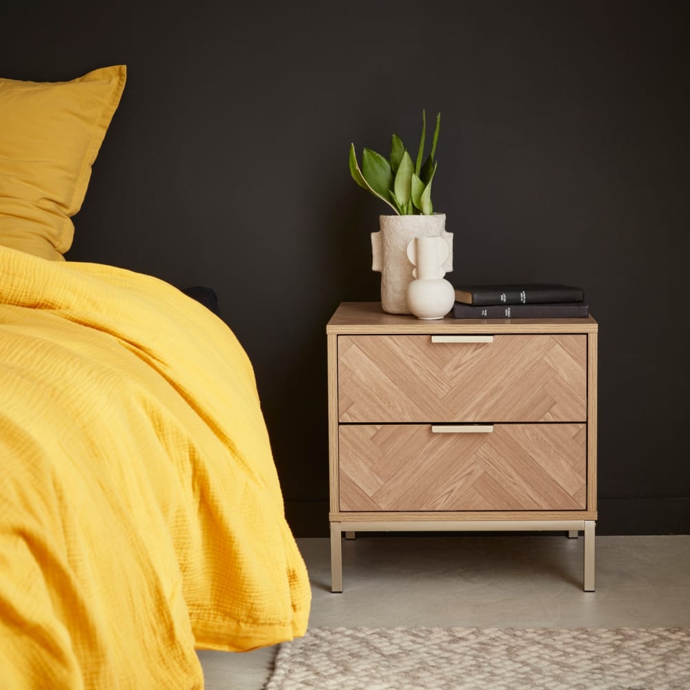 sweeek Nachttisch zwei Schubladen style modern Beige Spanplatte