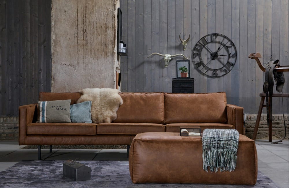 Pouf rectangulaire éco cuir marron - Maisons du Monde
