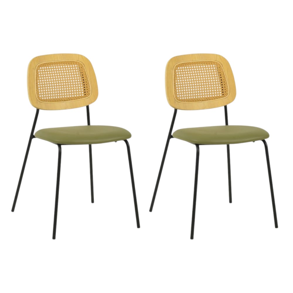 Mathi Design 2er-Set Essstühle aus Kunstleder in Grün style modern Grün Pvc - Polyvinlychlorid