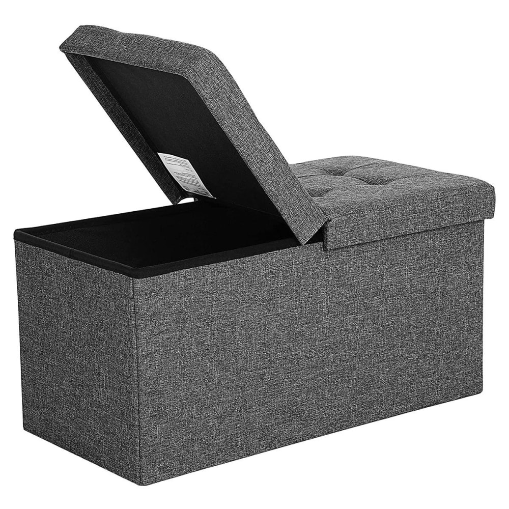 Coffre de rangement avec couvercle pliable par 2 côtés - l76 cm - gris — Beyit