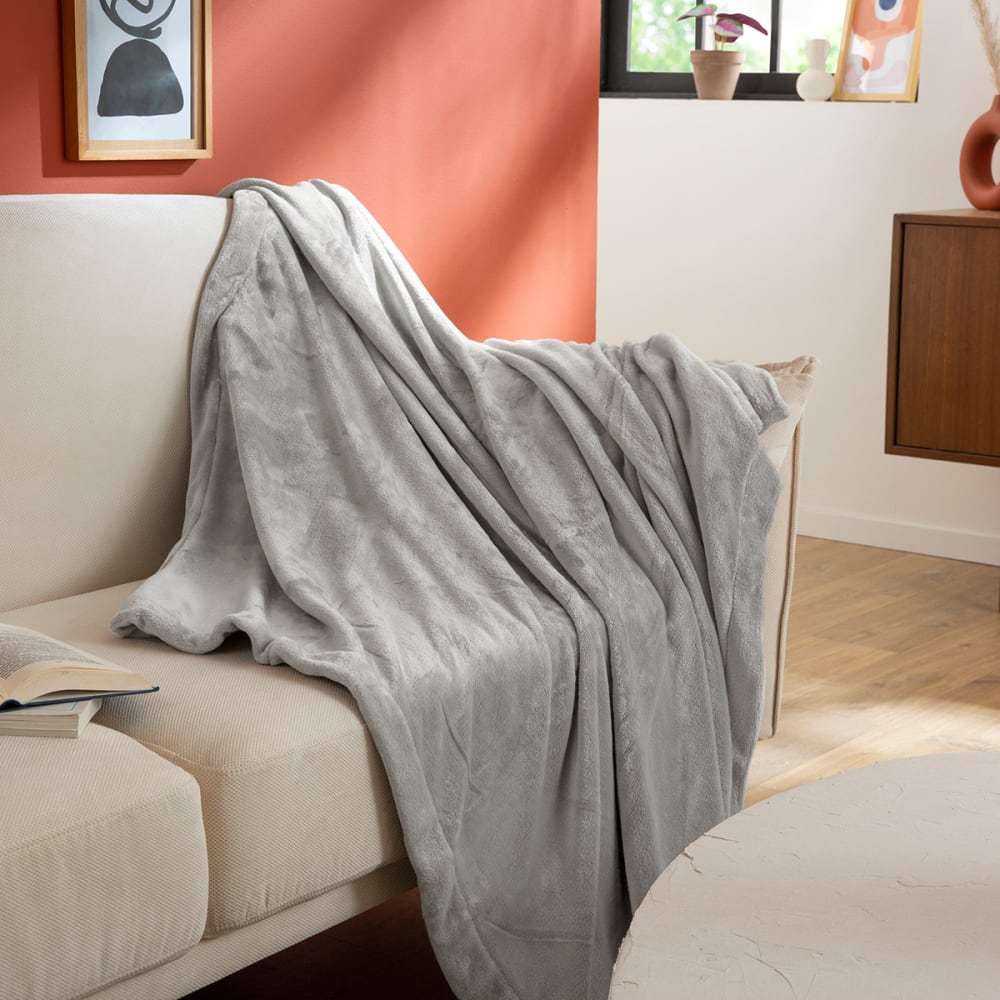DODO  - Plaid Polaire Extra Doux Coloris Gris M&eacute;tal 130x170 Cm 