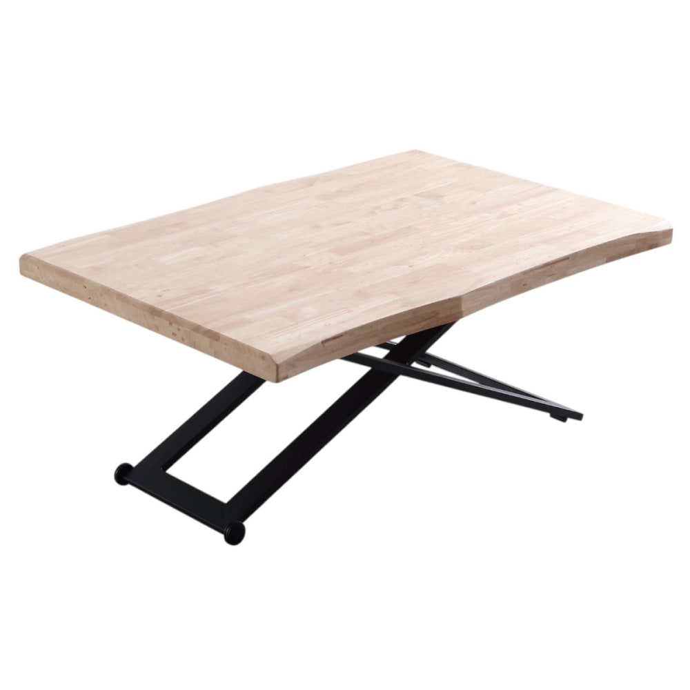 Table basse rehaussable en bois et acier noir