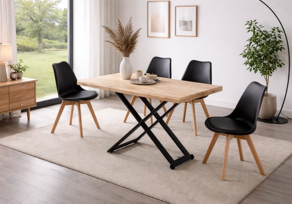 Table basse rehaussable en bois et acier noir l120 - Maisons du Monde