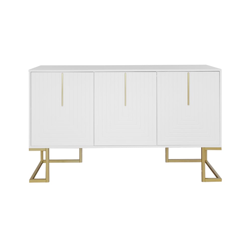 Meuble de salle de bain blanc à 3 portes avec pieds dorés design