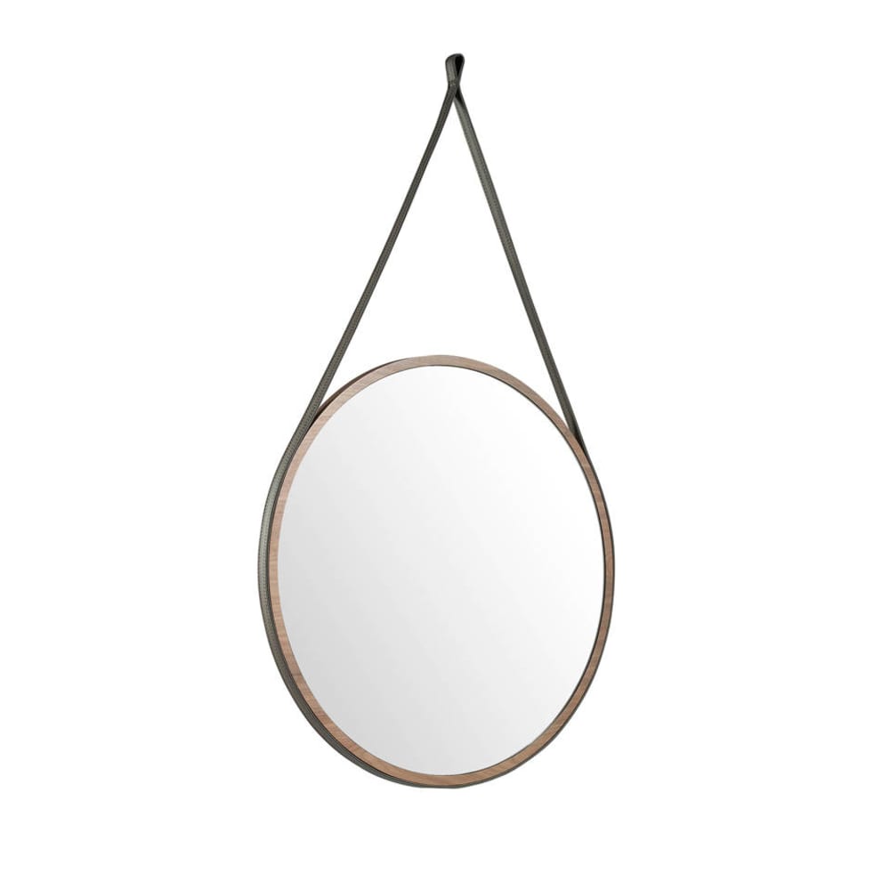 Miroir circulaire effet bois noyer