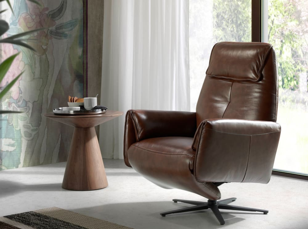 Fauteuil pivotant relax cuir brun - Maisons du Monde