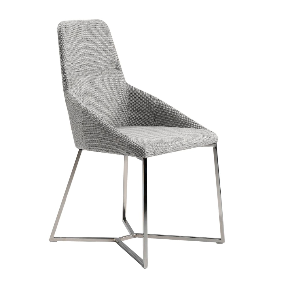 Sedia rivestita in tessuto con gambe in acciaio cromato - Angel