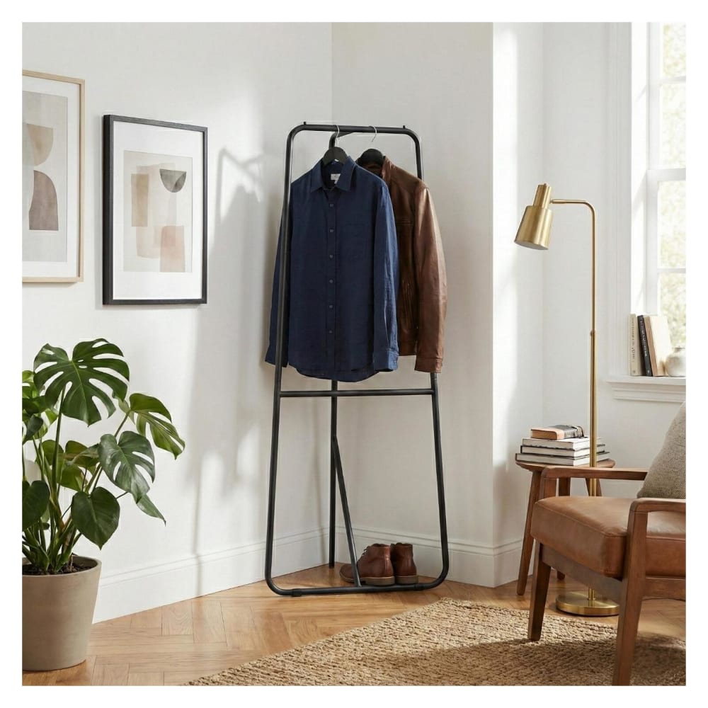 Portant d'angle vêtements métal noir