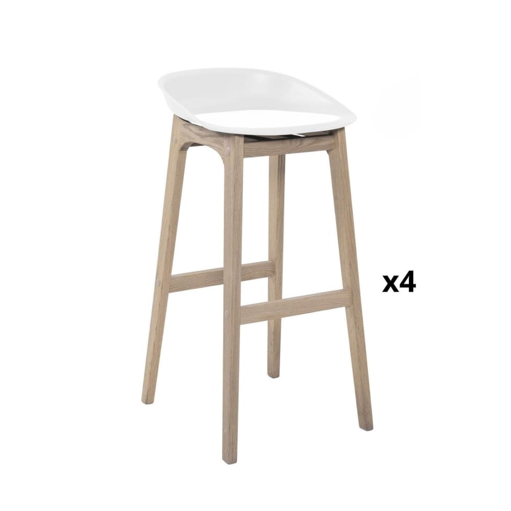 Lot de tabourets de bar  en chêne et assise plastique 75cm